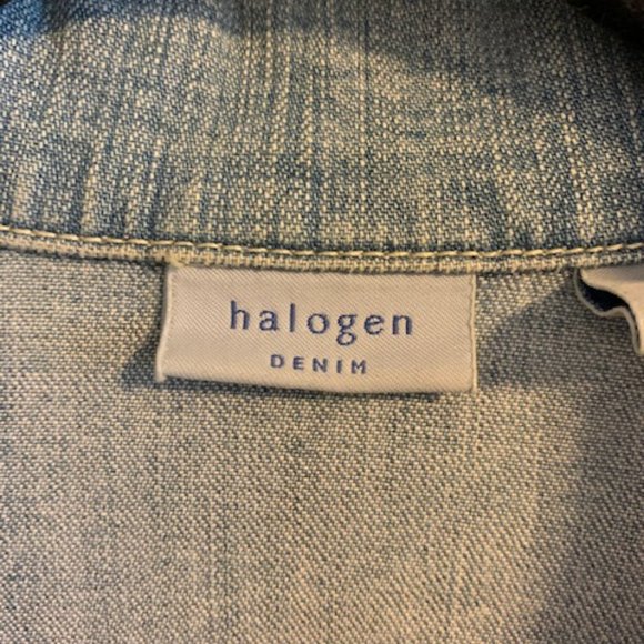 Halogen Size L Women's Faded Denim Jacket Long Sleeve Four Pocket Button Front - Picture 4 of 9